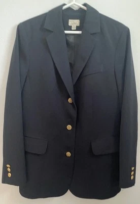 Vintage LL Bean Womens Blazer Jacket Sz 10 Classic Black Polyester Career - Image 1 of 4
