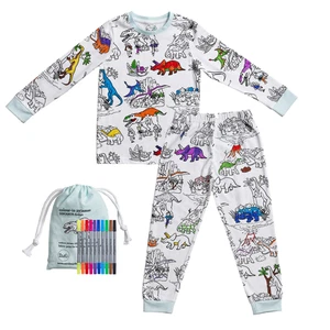 Eat Sleep Doodle Colour In and Wash Out Children's Dinosaur Pyjamas Age 4-5 - Picture 1 of 4