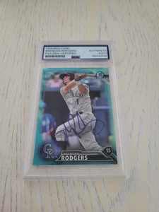 2016 Bowman Draft Chrome Aqua Refractor Brendan Rodgers Autographed Card PSA/DNA - Picture 1 of 1