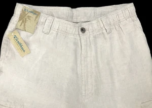 Men's CARIBBEAN Natural Khaki LINEN Drawstring Pants 38x30 NEW NWT Cargo Nice! - Picture 1 of 5