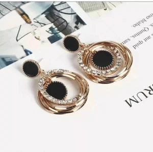 Statement Ohrringe schwarz rund geometrisch Ohrringe für Damen Mode - Bild 1 von 7