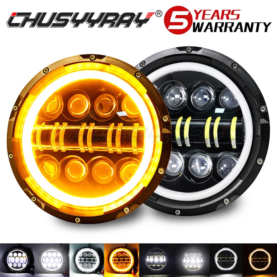 DOT Pair 7" inch Round LED Headlights Hi-Low Beam fit chevrolet P10 P20 P30 Van - Image 1 of 4
