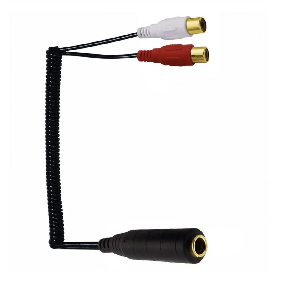 6.35mm to 2 x RCA Female Audio Cable Y Splitter For Mixer, Amplifiers - 0.3m - Image 1 of 3