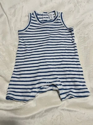 Mameluco Nordstrom Baby Blanco Azul Rayas Algodón Una Pieza 6 Meses Foto 1 de 3