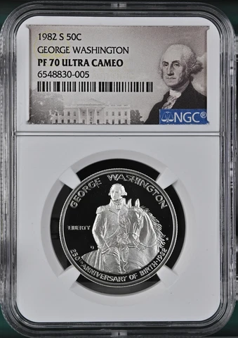 1982-S S50C Washington Commemorative Half Perfect NGC PF 70 UCAM Ultra Cameo R3 Cover