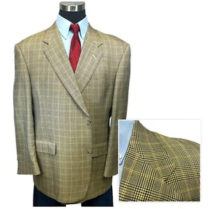 48R GOLD TRUMPETER Hart Schaffner Men Golden Black Glen Check Plaid Windowpane - Picture 1 of 17