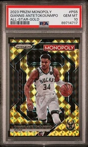 Giannis Antetokounmpo 2023 Prizm Monopoly All-Star Gold PS5 Prizm  /49 PSA 10 SP - Picture 1 of 2