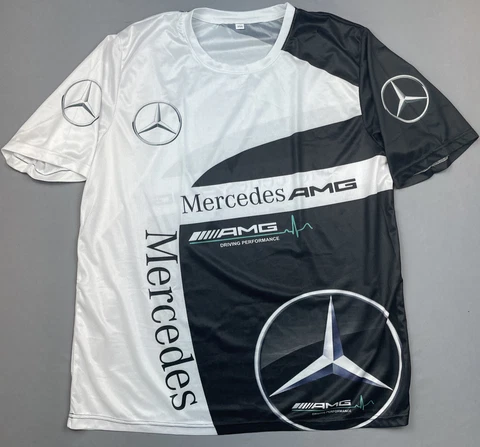 Mercedes AMG Shirt Adult 3XL White Short Sleeve Racing Petronas Lewis Hamilton Cover