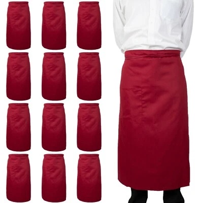 ARKWRIGHT Bistro Apron 12 Pack, 2 Patch Pockets, 33x30in, Poly/Cotton, Adjustable Straps