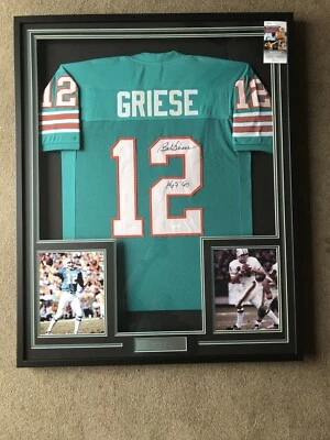 Bob Griese Autograph Signed Dolphins Teal Jersey Framed With Two 8x10 Photos JSA - Image 1 of 4