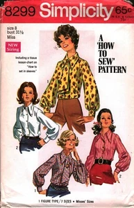 8299 Vintage Simplicity Sewing Pattern Misses Blouse Ascot 1960s Casual OOP Sew - Picture 1 of 2