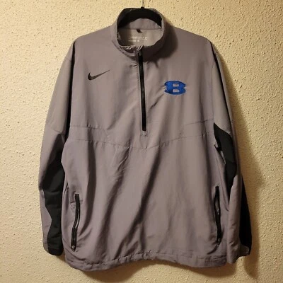 NIKE GOLF Gray 1/2 Zip Long Sleeve Pullover Windbreaker Men's Size Large B Logo - Image 1 of 4