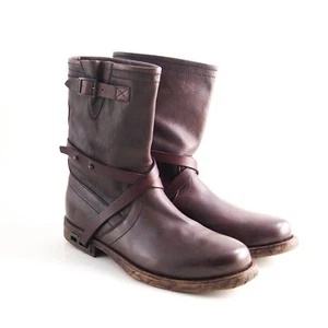 Bikkembergs Mid Calf Boots Burgundy Leather Mens Shoe Size EU 42.5 US 9.5 - Picture 1 of 14