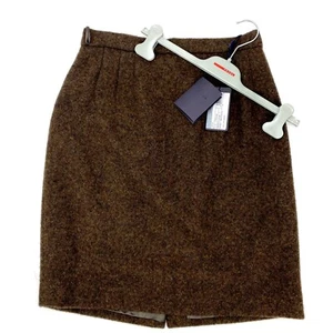 NWT Prada Gonna Shetland Leggero Brown Wool A-Line Skirt Sz 46 (US Sz 8) - Picture 1 of 10