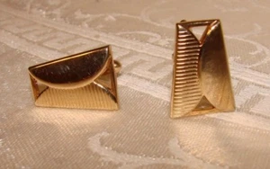Vintage Manschettenknöpfe MCM SWANK geometrisches Design goldfarben gebraucht, in einwandfreiem Zustand - Bild 1 von 3