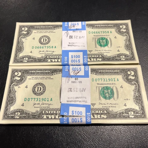 2017 Two Dollar ($2) Bill Uncirculated Consecutive Sequential BEP Wrap - 1 Note Cover
