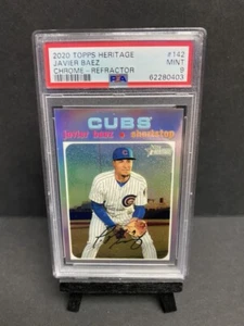 JAVIER BAEZ 2020 Topps Heritage Chrome RIFRATTORE /571 #142 - PSA 9 COME NUOVO, n.10s - Foto 1 di 2