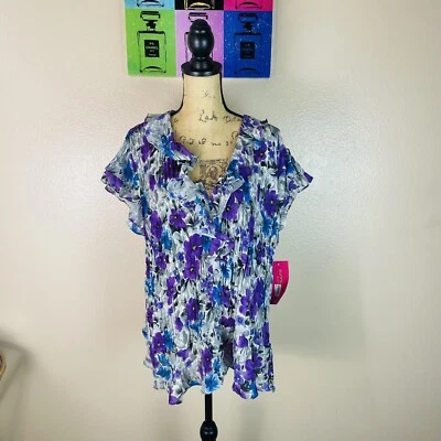 Blusa Sunny Leigh Plisada con Volantes Mujer Top Plus Talla 3X Primavera Verano Foto 1 de 4