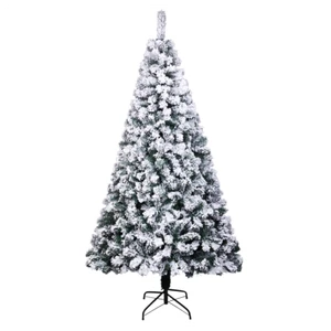6FT PVC Flocking Christmas Tree 750 Branches Spread Out Naturally Tree - Picture 1 of 8