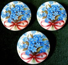 3 Czech WHITE Glass Buttons #B215 - XXLarge FORGET-ME-NOT!!!!!