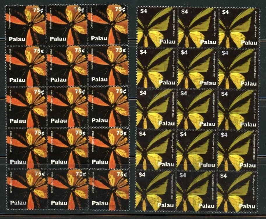 PALAU 2 blocks of 15 stamps / 23-2-1j /, Mint no gum - Image 1 of 1