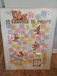 1988 Garfield 10th Anniversary Limited Edition Vintage 52 Excuses Poster neat - Picture 1 of 4