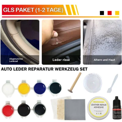 Leder Reparatur Set mit 7 Farben für Auto Lederlenkrad Sofa Jacke Kratzer Risse - Bild 1 von 4