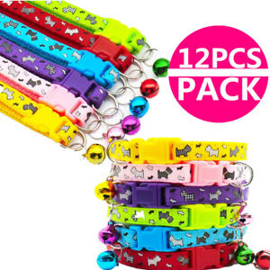 12PCS/Lot Puppy Collar Pet Dog Collars W/Bell Small Necklace Strap Wholesale