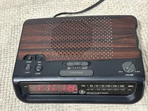1984 Vintage GE Digital Alarm Clock w/ Woodgrain + Red Numbers [Tested 7-4613A] - Picture 1 of 10