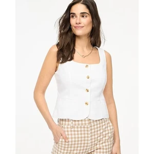 J.Crew Squareneck linen-blend vest White Size 12 NWT - Picture 1 of 5