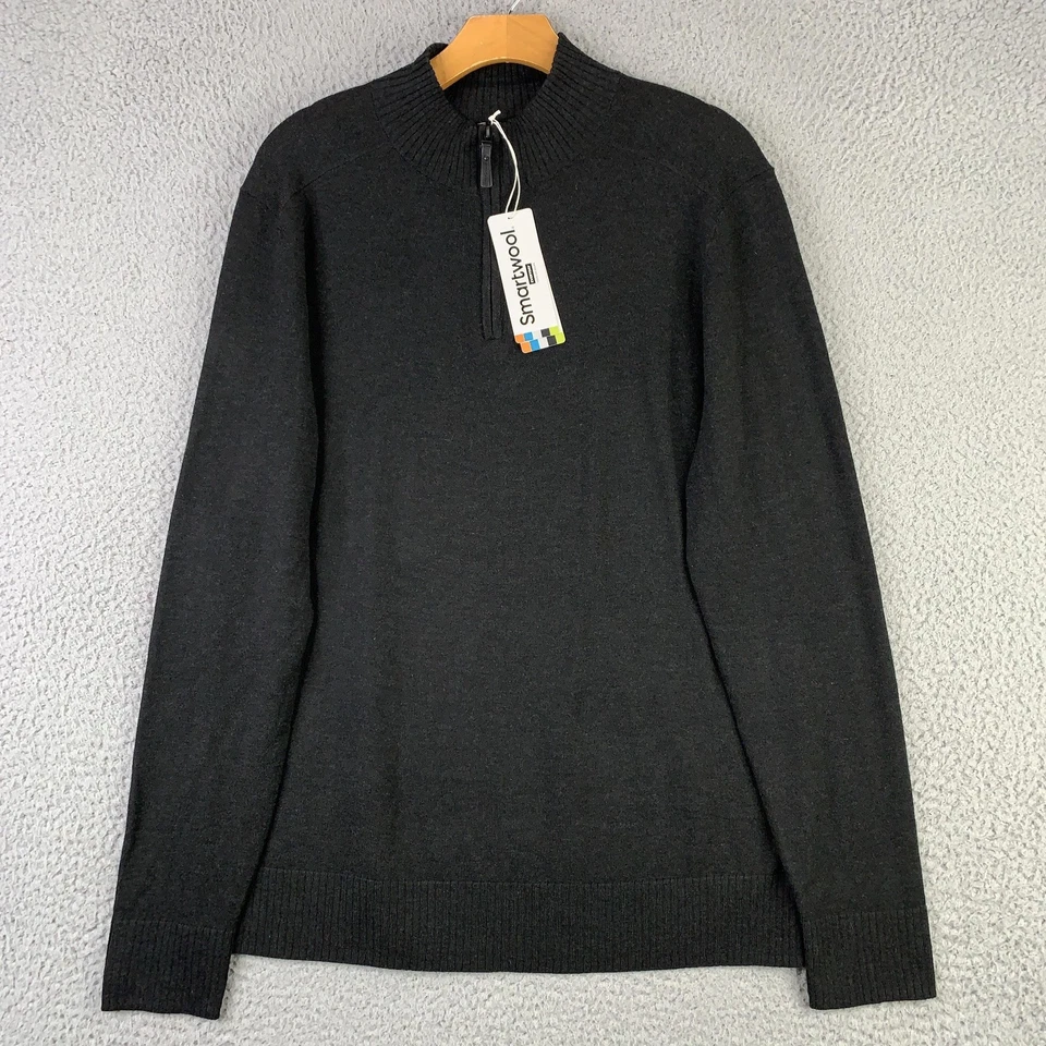 Smartwool Sweater Mens Large Charcoal Heather Sparwood Half Zip Merino Wool - Image 1 of 4