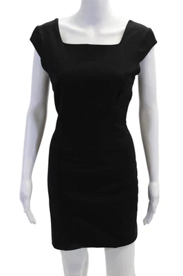 Vestido Helmut Lang para mujer manga corta hasta la rodilla negro lana talla 4 Foto 1 de 4