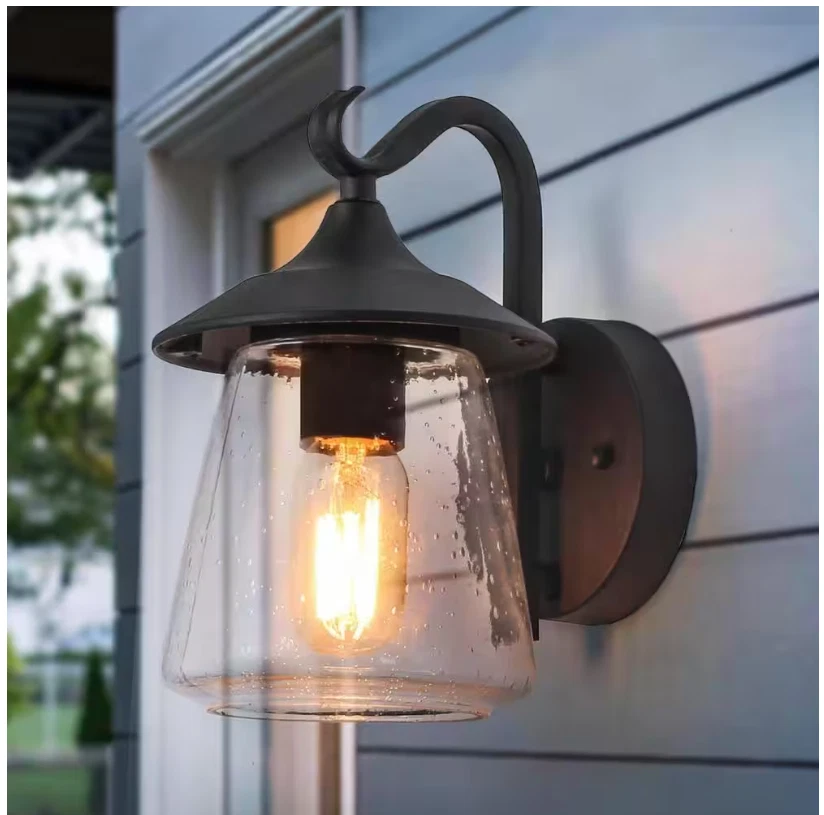 ​LNC VAFNYAHD13356V6 Outdoor Wall Sconce Lantern Clear Seeded Glass Shade