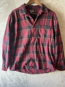 Eddie Bauer Flannel Shirt Men's XL Red & Black Plaid Button Up Long Sleeve - Picture 1 of 6