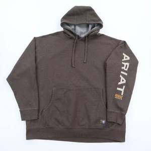 Ariat ReBar Hoodie Sweatshirt Men's XL Brown Embroidered Sleeve Logo Workwear - Picture 1 of 7