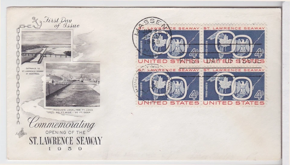 TurtlesTradingPost - St Lawrence Seaway- 1959 FDC #1131 Artcraft- Block of 4 - Image 1 of 1
