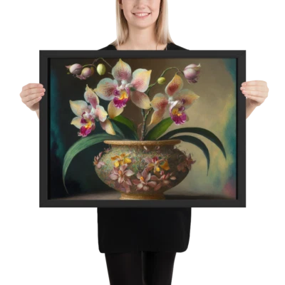 Orchid Painting Printed Framed Poster Cattleya Orchid Wall Art - Image 1 of 4