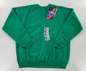 VINTAGE Hanes Sweater Womens Extra Large Green Soild Fleece Pullover Ladies XL - Picture 1 of 7