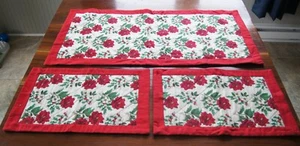 New! Handcrafted Holiday Themed Table Topper & Place Mat (2) Set (37" x 18") - Foto 1 di 7