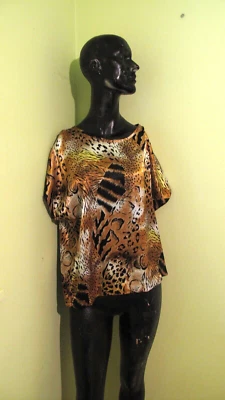Blusa mediana vintage para mujer JOANNA con estampado animal de leopardo Foto 1 de 3