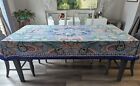 Sunshine Joy Paisley Tablecloth Tapestry Boho Hippie Blue/Green 88" x 56"