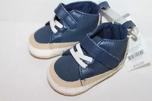Carter's Infant Baby Boy Size 1 Navy Blue High Top Crib Shoes 0-3 Months NEW - Picture 1 of 5