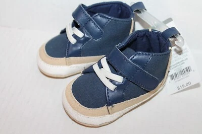 Carter's Infantil Bebé Niño Talla 1 Azul Marino Top Alto Zapatos para Cuna 0-3 Meses NUEVO Foto 1 de 4