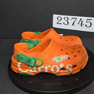Crocs x Carrots All Terrain Clogs Youth Sz 3 Orange Green Rubber Slip On Shoes - Picture 1 of 8