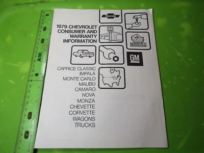 1979 Chevrolet Corvette Camaro Impala & Camion Consumatore & Garanzia Info P/N - Immagine 1 di 4