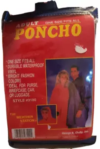 Adult Poncho Blue New Weather Station Vinyl 3100 Chaby International Waterproof - Picture 1 of 12