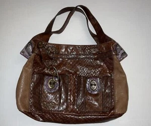 Jessica Simpson Hobo Brown Purple Snake Vegan Faux Leather Purse Handbag Tote - Picture 1 of 11