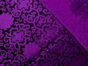 Faux Silk Brocade (Fortune Flower) Jacquard Damask Kimono Fabric Material BL2 - Picture 1 of 49