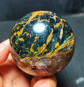 Rare 353.9G Natural  Beautiful Namibia " Pietersite" Gemstone Ball ealing R1021 - Picture 1 of 12