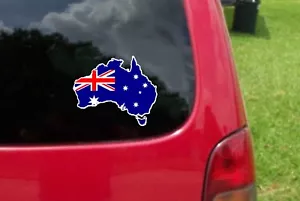 2 (PCS) Australia Outline Map Flag Decals Stickers Full Color/Weather Proof - Picture 1 of 1
